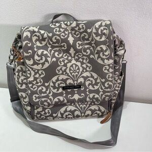 Petunia Pickle Bottom Chenille Boxy Crossbody Gray Backpack Diaper Bag Purse